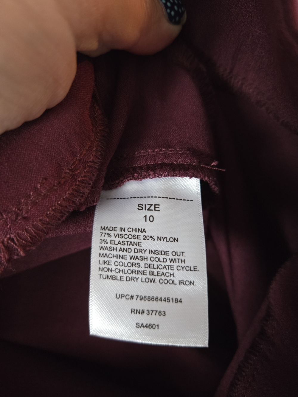 Rafaella Womens Purple Burgundy Ankle Dress Pants Flat Front Office size 10 - Picture 6 of 6
